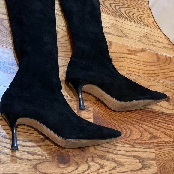 Manolo Blahnik Black Suede Sock Boots - Picture 10 of 16